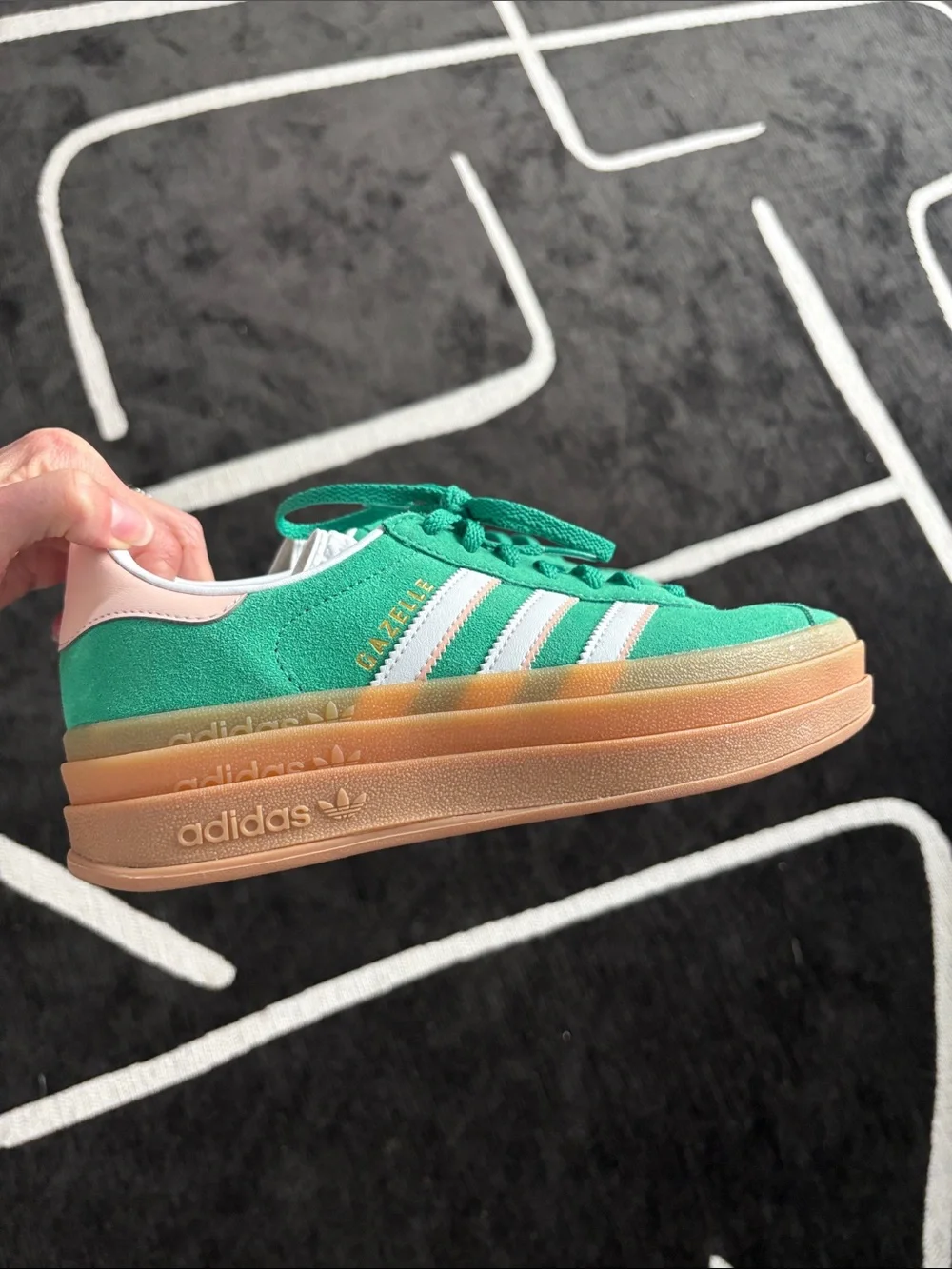 adidas Kids Samba Suede Sneakers in Teal with White and pink Stripes